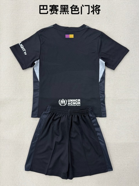 25-26 Barcelona Black Goalkeeper Kids+Adult Set