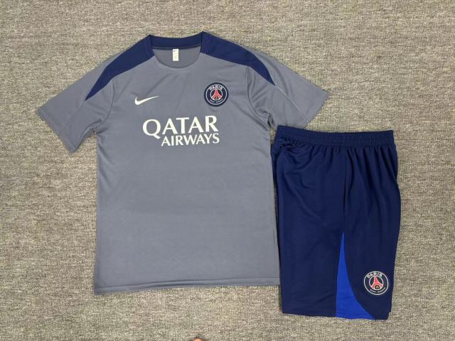 25-26 Short sleeved PSG Paris Grey Kids+Adult Set