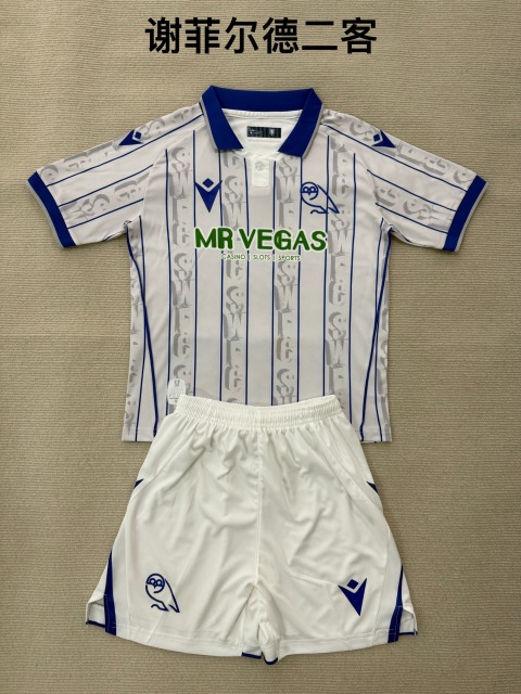 25-26 Sheffield Wednesday 2 away kids+adult set