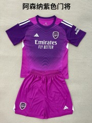 25-26 Arsenal Purple Goalkeeper Kids+Adult Set