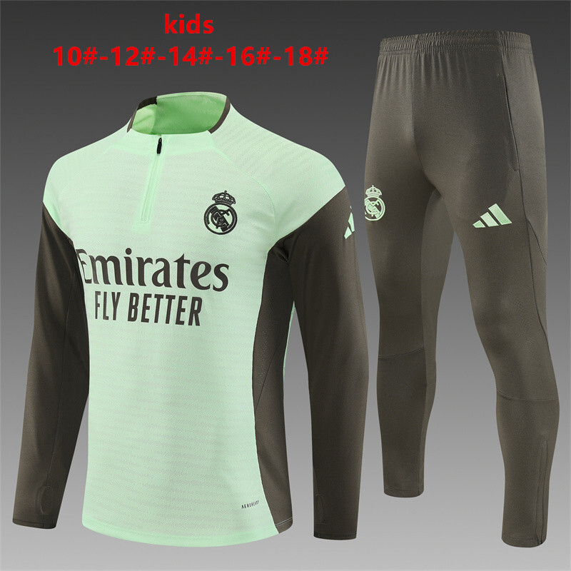 25-26 Real Madrid Light Green [Player Version] AD on left and right cuffs kids+adult training uniform