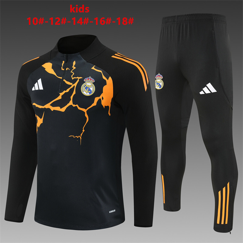 25-26 Real Madrid Black Orange [Camouflage] Kids+Adult Training Uniform