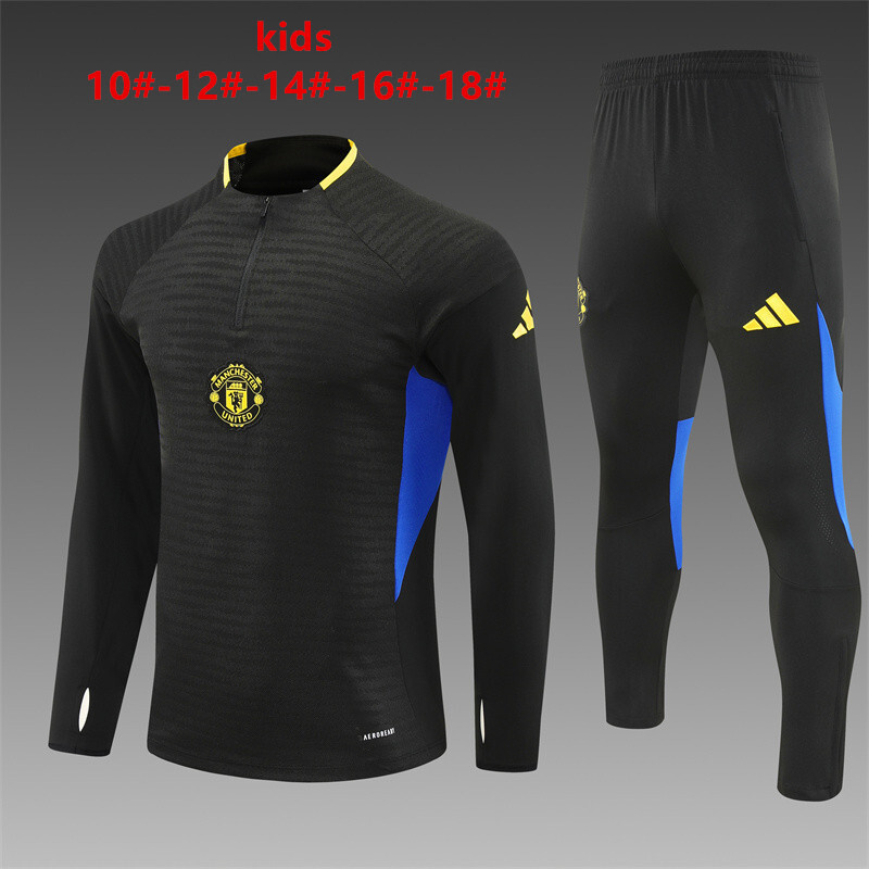 25-26 Manchester United Black [Player Version] AD on left and right cuffs kids+adult training uniform