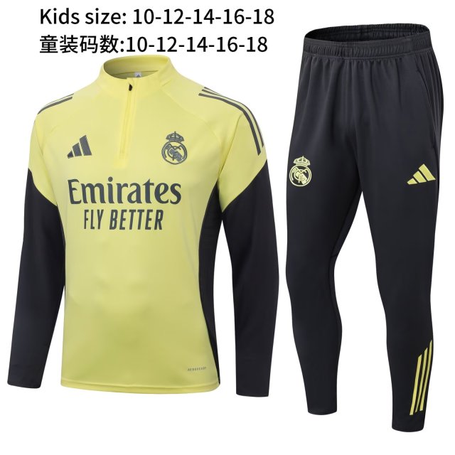 25-26 Real Madrid yellow kids+adult training uniform