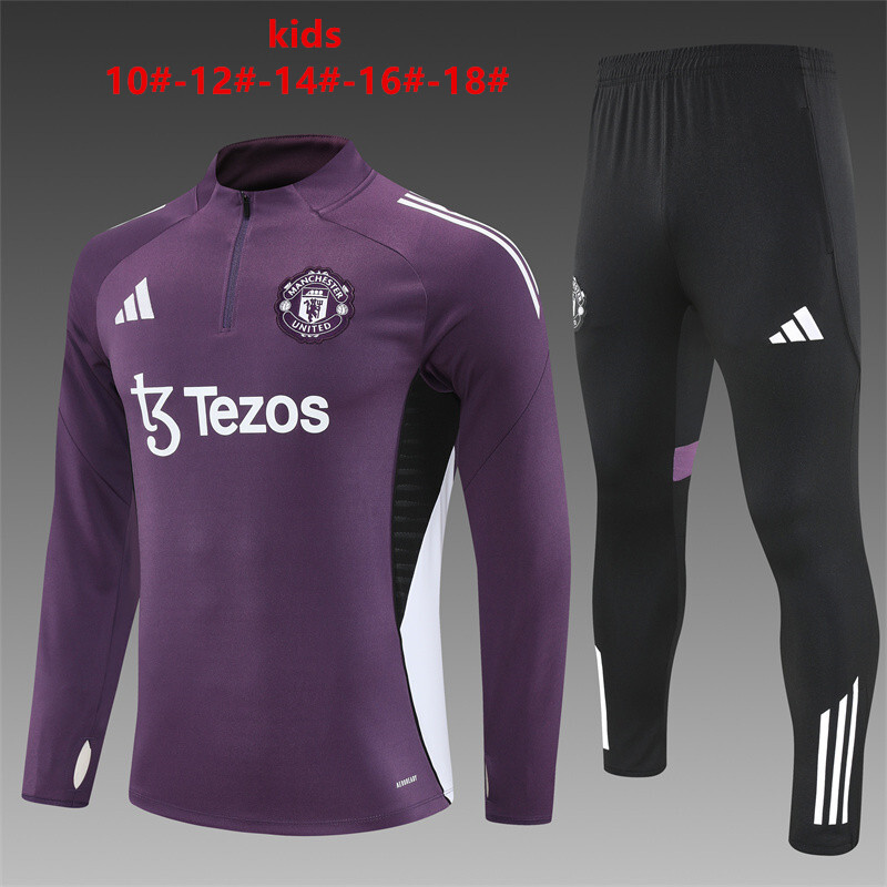 25-26 Manchester United Purple Kids+Adult Training Uniform