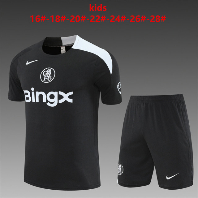25-26 Short sleeved Chelsea Black [T90] Kids+Adult Set