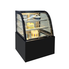 Curved Glass Design Commercial Cake Showcase with Black marble/Stainless Steel Base