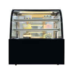 Curved Glass Design Commercial Cake Showcase with Black marble/Stainless Steel Base