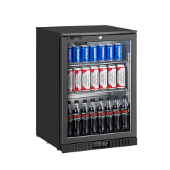 Black  Painted Steel Material Back Bar Cooler with 2 layer Chrome shelves
