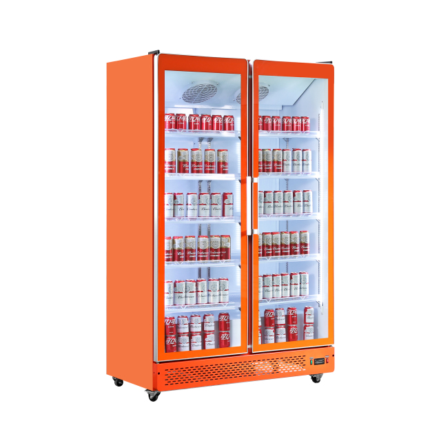 Double Door Full Glass Merchandising Cooler Perfect for Supermarket Use