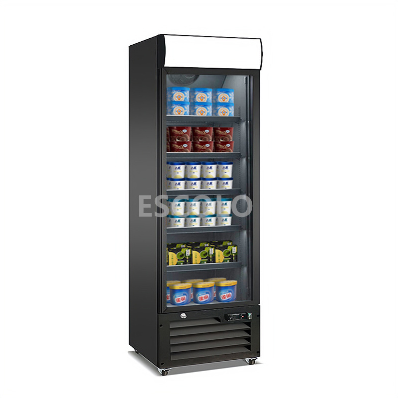Commercial Single Glass Door Display Freezer with Fan Cooling and Digital Control