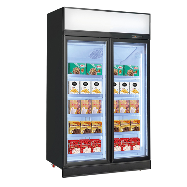 Commercial Double Door Top-Mounted Freezer – 1200L with Lightbox Display