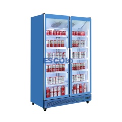 Double Door Full Glass Merchandising Cooler Perfect for Supermarket Use