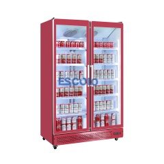 Double Door Full Glass Merchandising Cooler Perfect for Supermarket Use