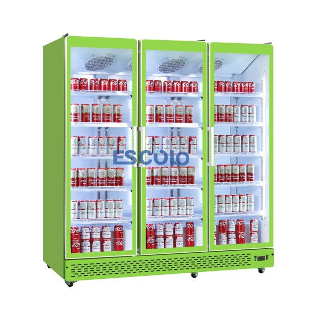 Commercial Three-Door Full Glass Display Cooler with Customized Logo/color