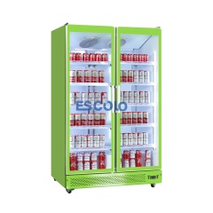 Double Door Full Glass Merchandising Cooler Perfect for Supermarket Use
