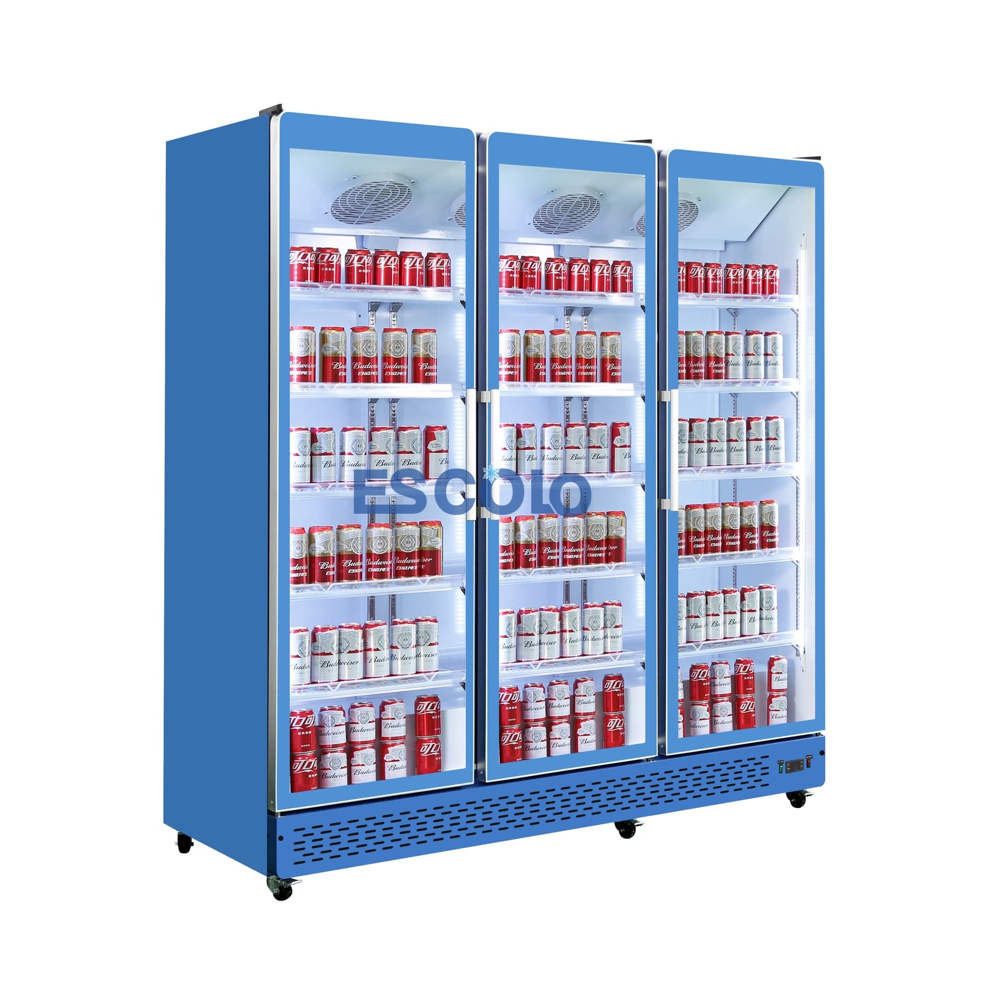 Commercial Three-Door Full Glass Display Cooler with Customized Logo/color