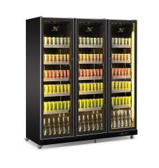 Commercial Three-Door Full Glass Display Cooler with Customized Logo/color