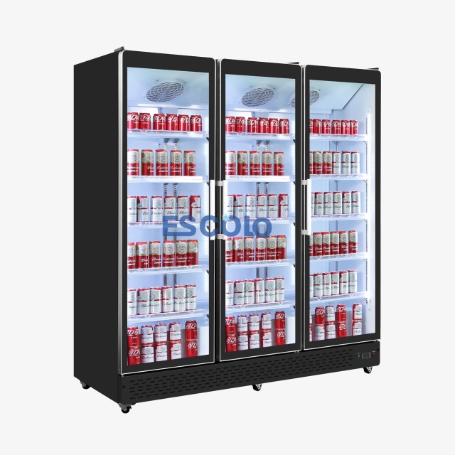 Commercial Three-Door Full Glass Display Cooler with Customized Logo/color