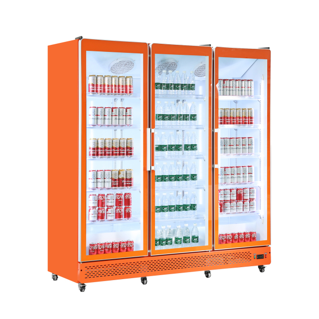 Commercial Three-Door Full Glass Display Cooler with Customized Logo/color