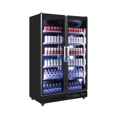 Double Door Full Glass Merchandising Cooler Perfect for Supermarket Use