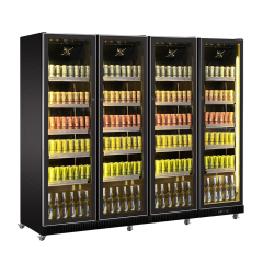 Commercial Four-Door Full Glass Display Cooler with Adjustable Shelves