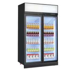 High-Capacity Two-Door Display Fridge for Retail and Supermarkets