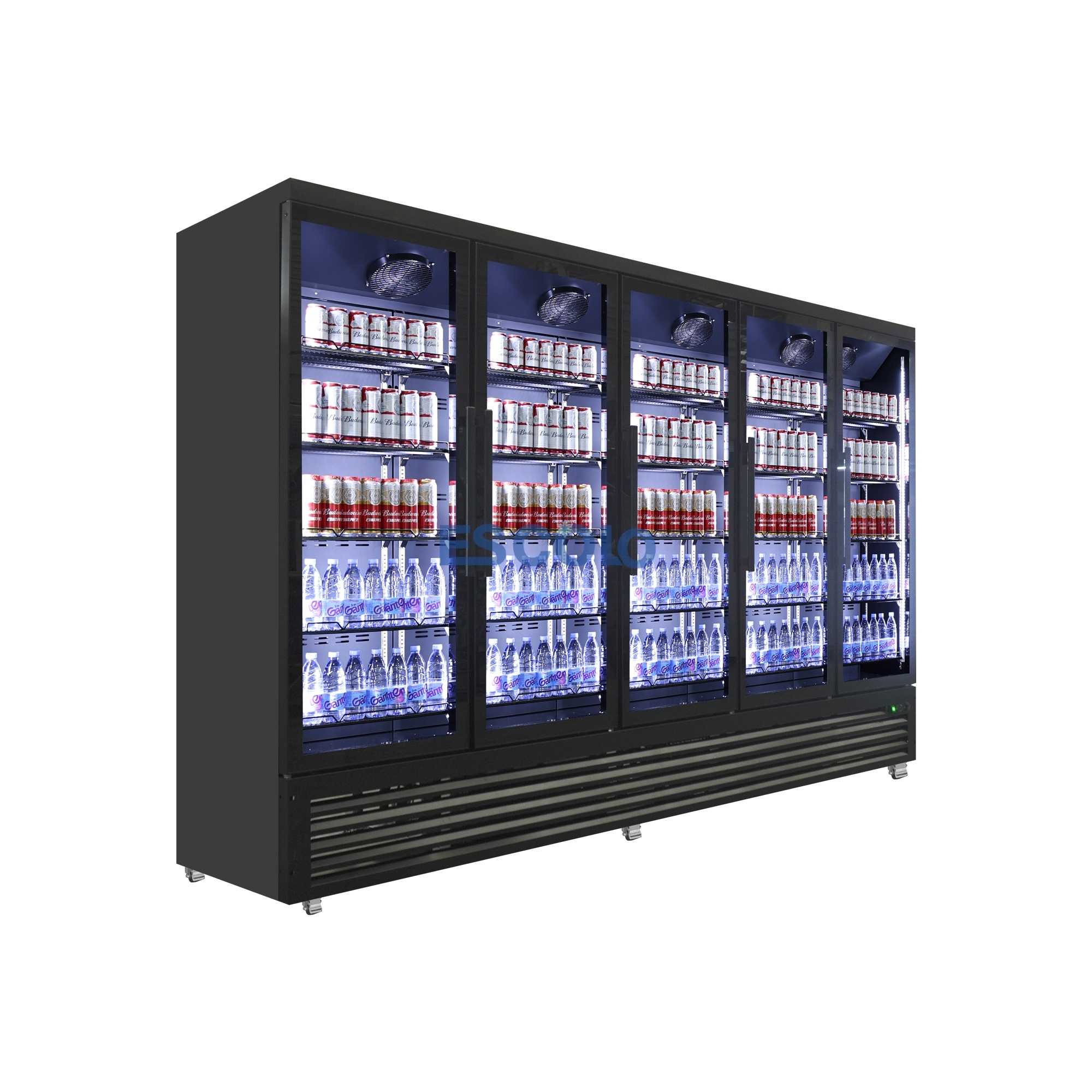 Commercial Five Glass Door Supermarket Refrigerator with Heavy Duty Shelves For Beverage Display