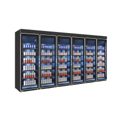 Six Full Glass Door Beverage Display Cooler Perfect for Supermarket High Volume Storage