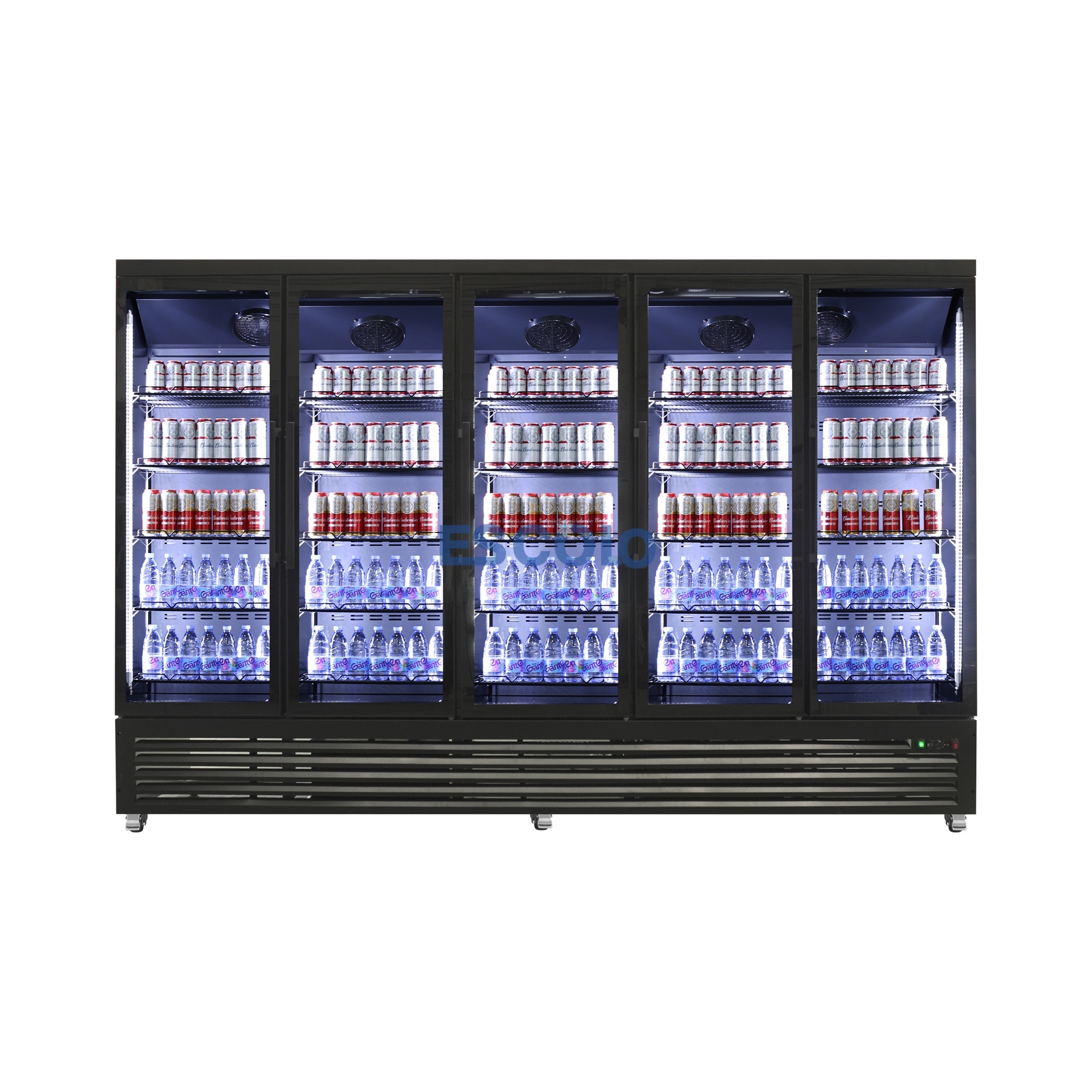 Commercial Five Glass Door Supermarket Refrigerator with Heavy Duty Shelves For Beverage Display
