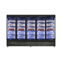 Commercial Five Glass Door Supermarket Refrigerator with Heavy Duty Shelves For Beverage Display