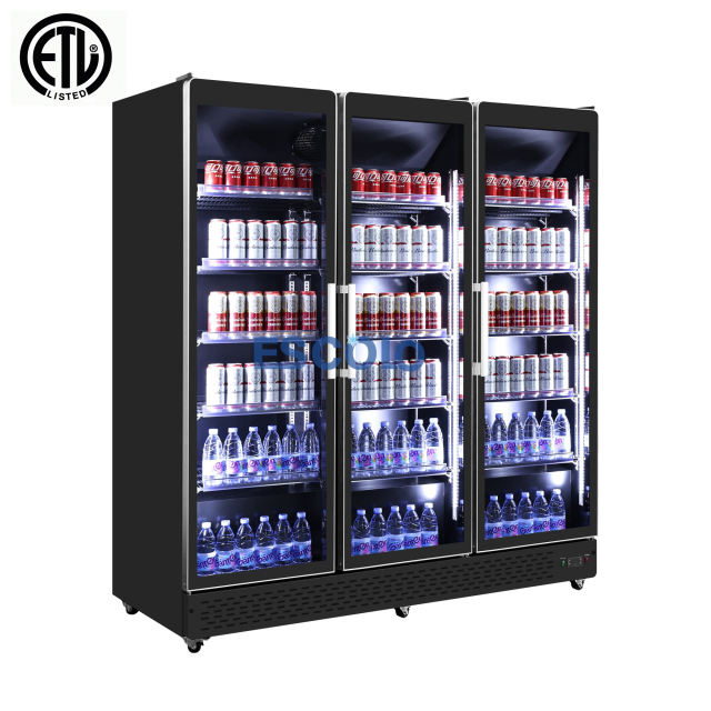 Commercial Three-Door Full Glass Display Cooler with Customized Logo/color