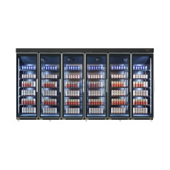 Six Full Glass Door Beverage Display Cooler Perfect for Supermarket High Volume Storage