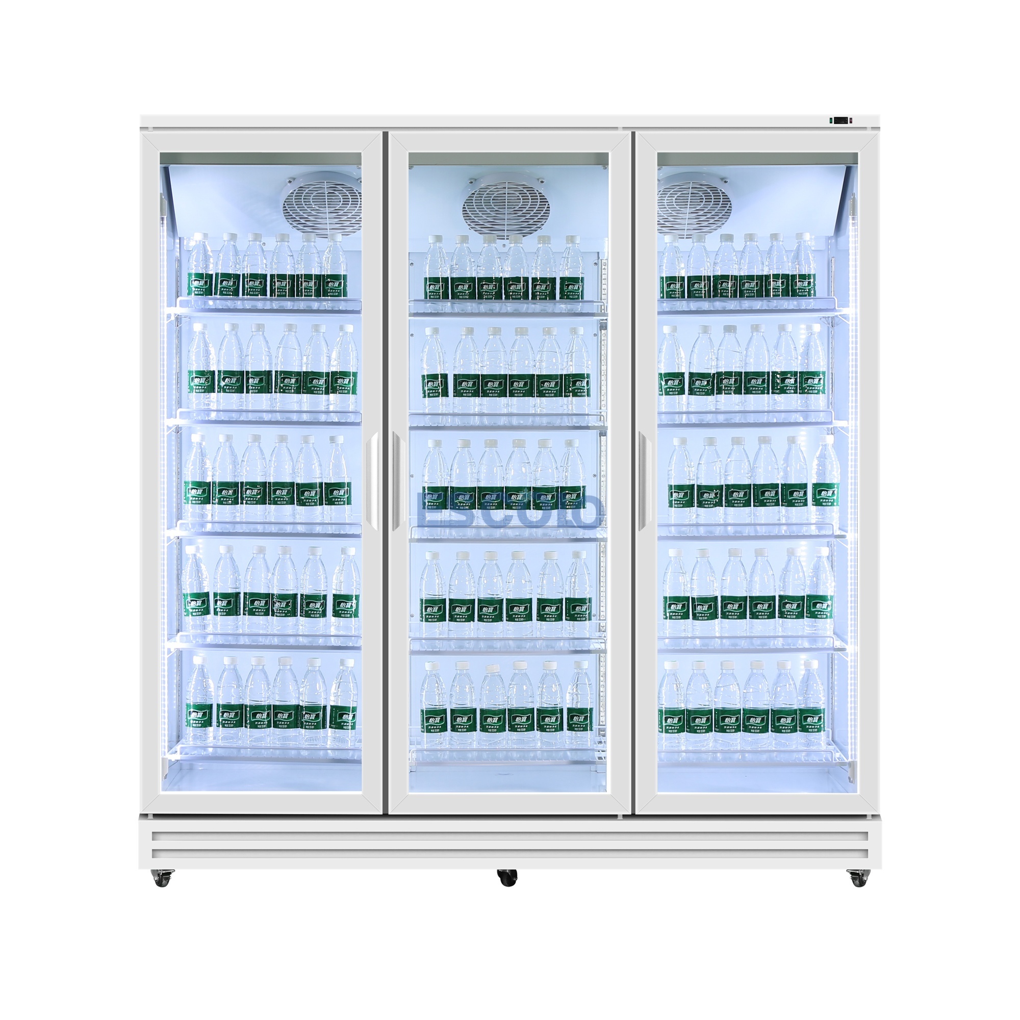 1800L Triple Door Aluminum-Frame Merchandising Refrigerator for Supermarkets Beverage Displays
