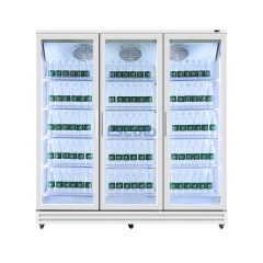 1800L Triple Door Aluminum-Frame Merchandising Refrigerator for Supermarkets Beverage Displays