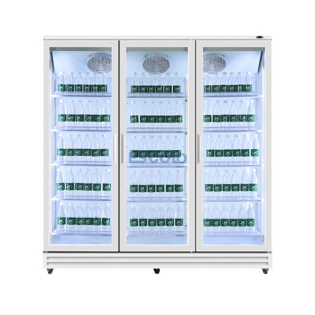 1800L Triple Door Aluminum-Frame Merchandising Refrigerator for Supermarkets Beverage Displays