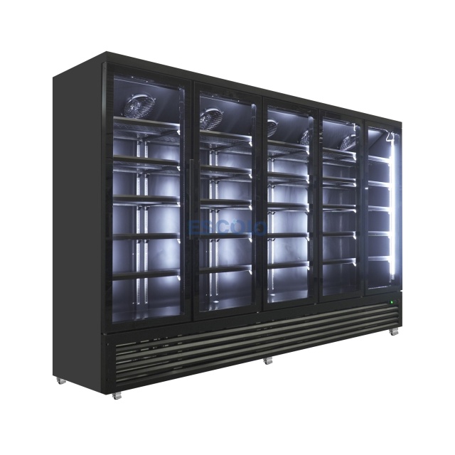 Commercial Five Glass Door Supermarket Refrigerator with Heavy Duty Shelves For Beverage Display