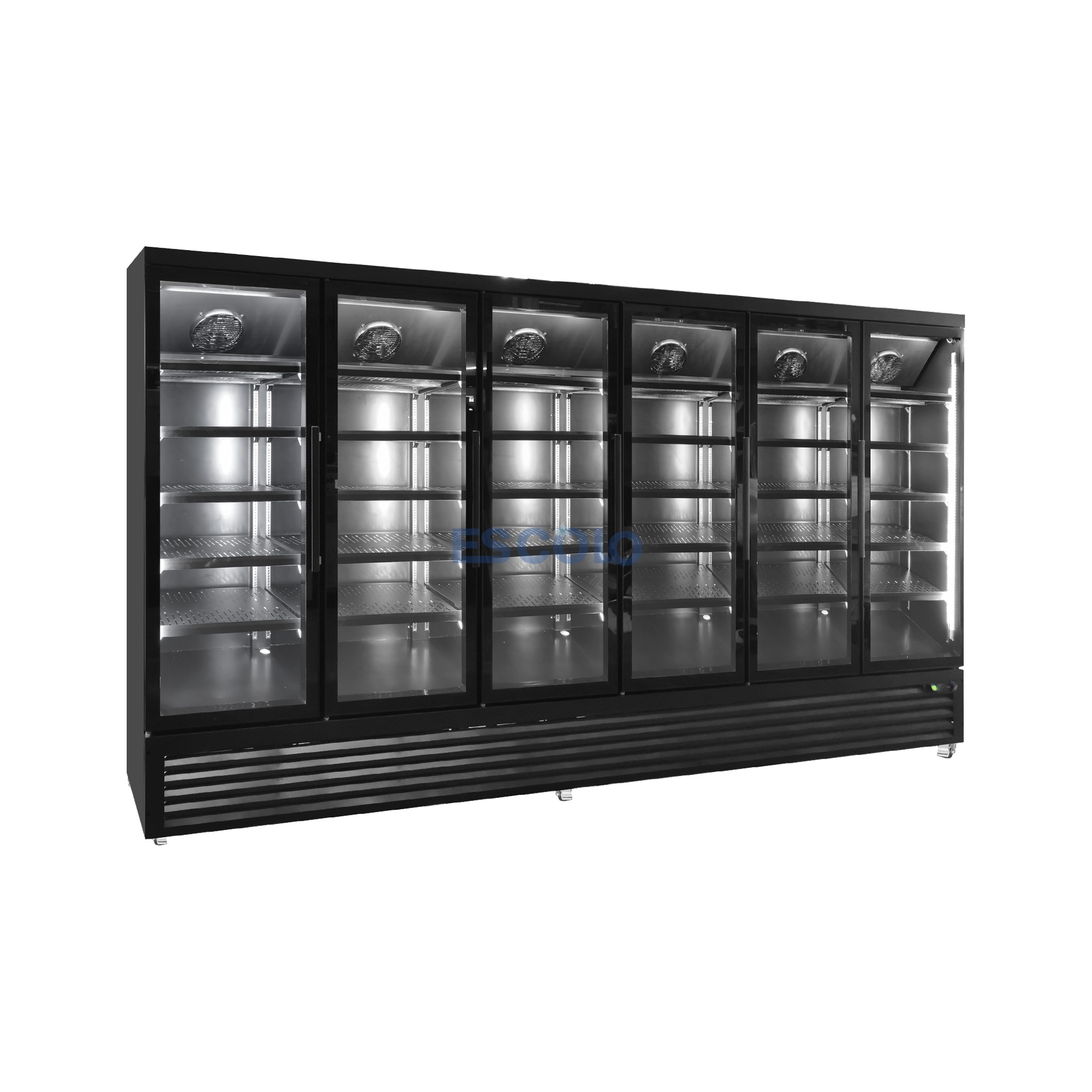 Six Temper Glass Door Supermarket Refrigerator with Large Capacity for Beverage Cooler