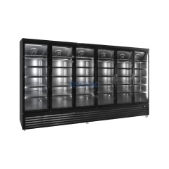 Six Temper Glass Door Supermarket Refrigerator with Large Capacity for Beverage Cooler