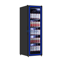 387L Single Full Glass Door Curved-Corner Display Cooler with Illuminated Frame