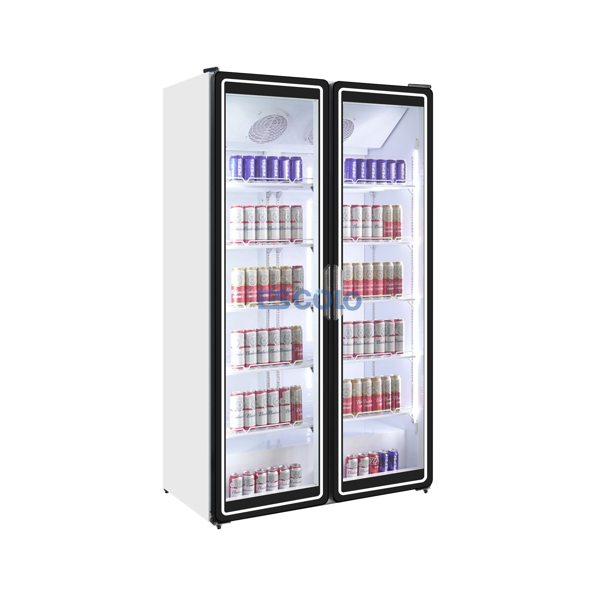 758L Double Glass Door Merchandising Cooler with Digital Control