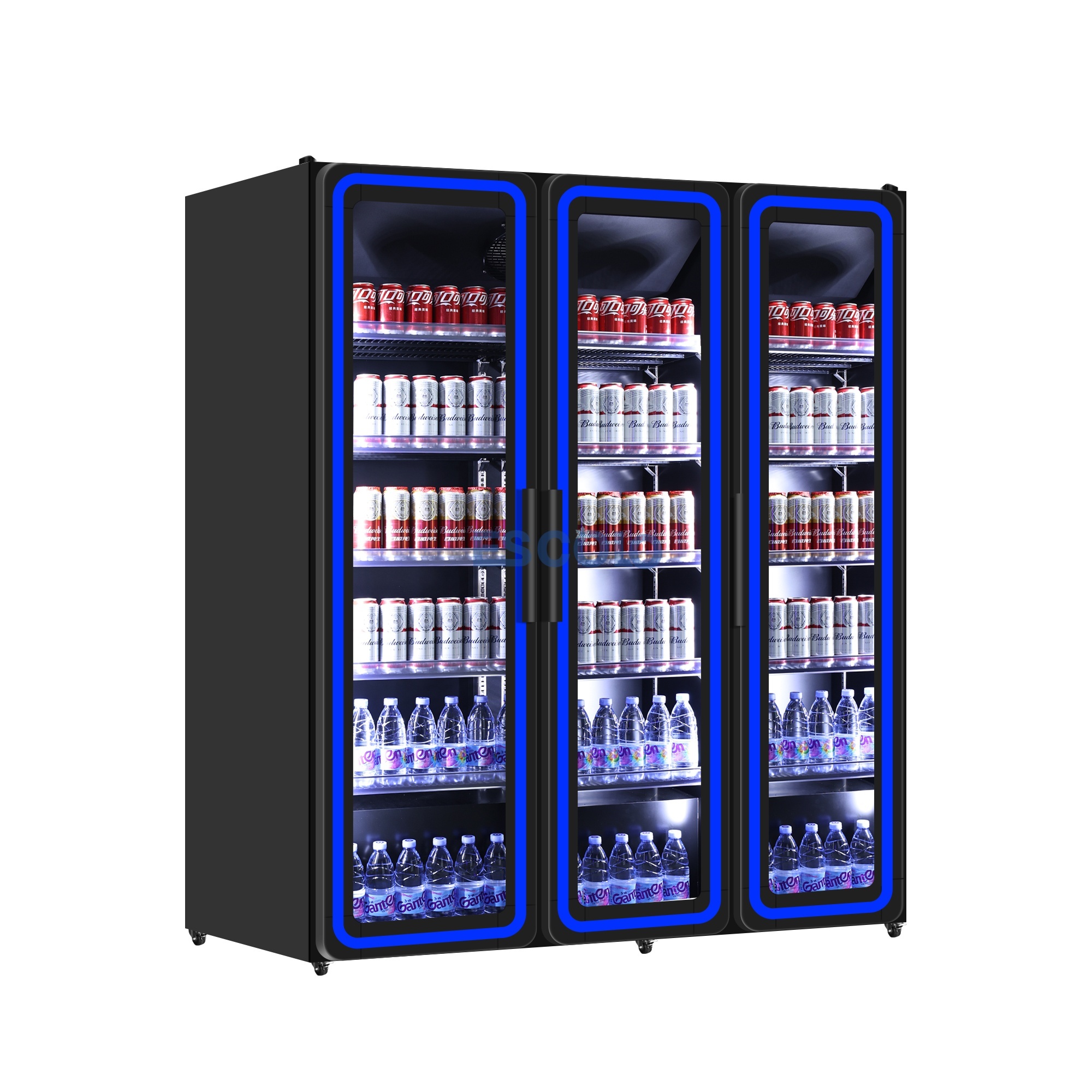 Commercial 1173L Three-Door Beverage Showcase | Stylish Design & Eye-Catching Display