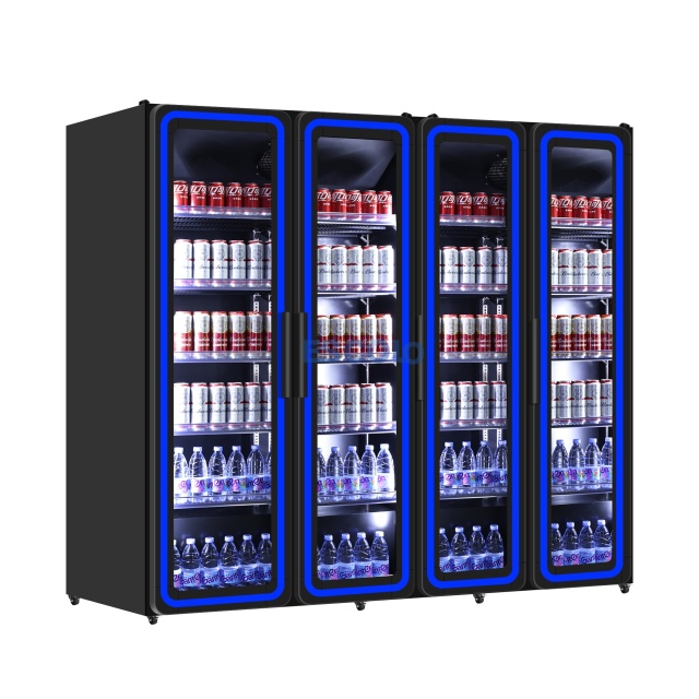 1608L Four Full Glass Door Premium Display Fridge