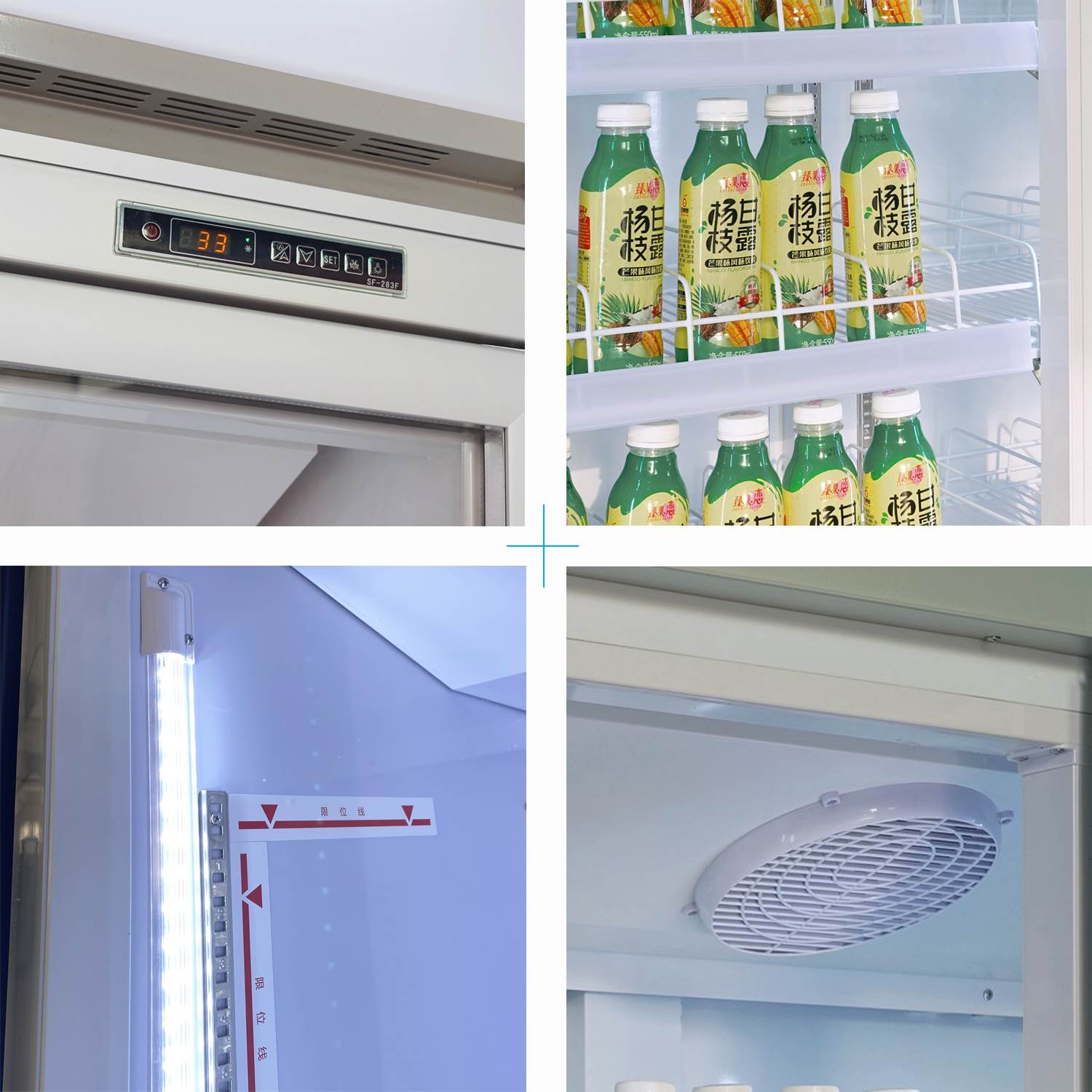 Glass Door Top Compressor Mounted Display Cooler with Canopy for Supermarket and Convenience Store Use
