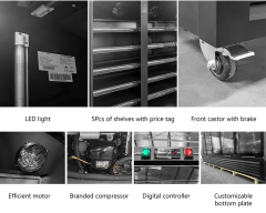 Commercial Five Glass Door Supermarket Refrigerator with Heavy Duty Shelves For Beverage Display