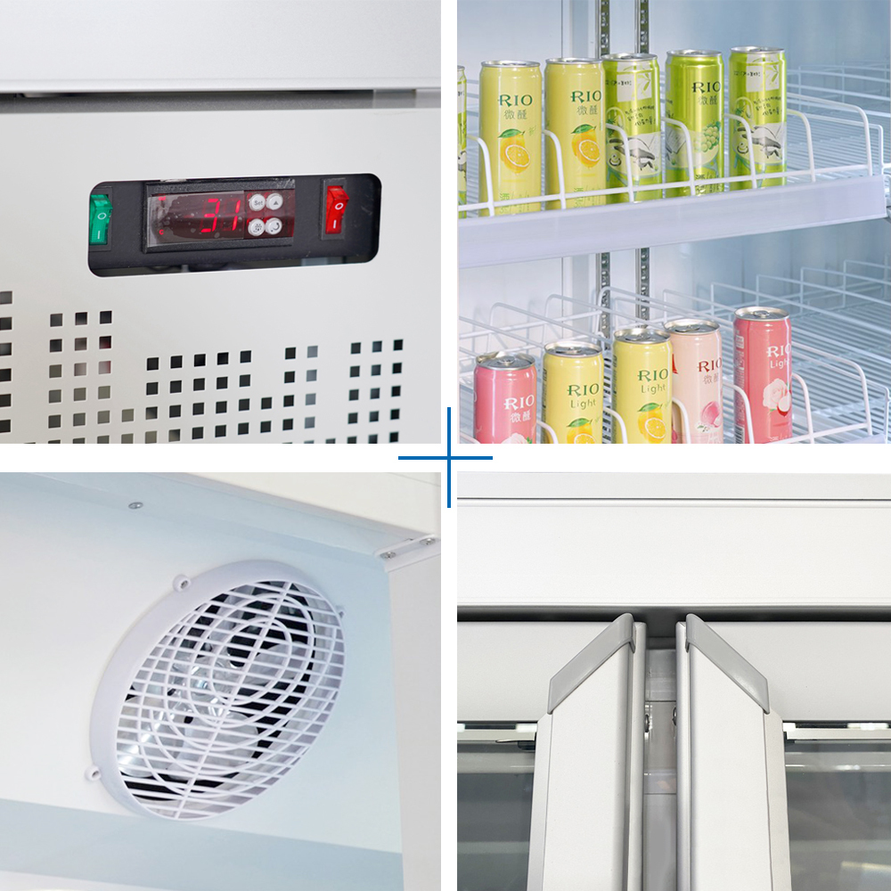 Two Glass Door Display Cooler with Digital Temperature Control | Bottom Compressor Mounted