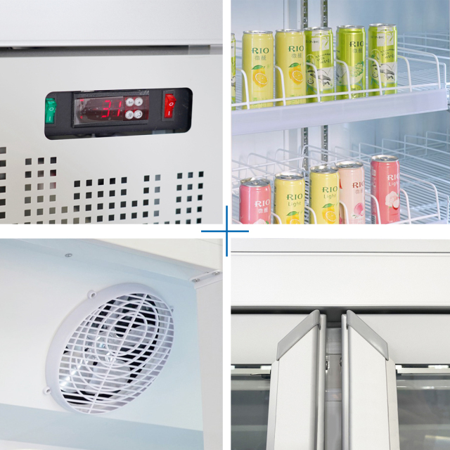 Two Glass Door Display Cooler with Digital Temperature Control | Bottom Compressor Mounted