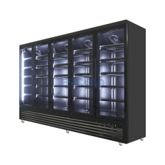 Commercial Five Glass Door Supermarket Refrigerator with Heavy Duty Shelves For Beverage Display