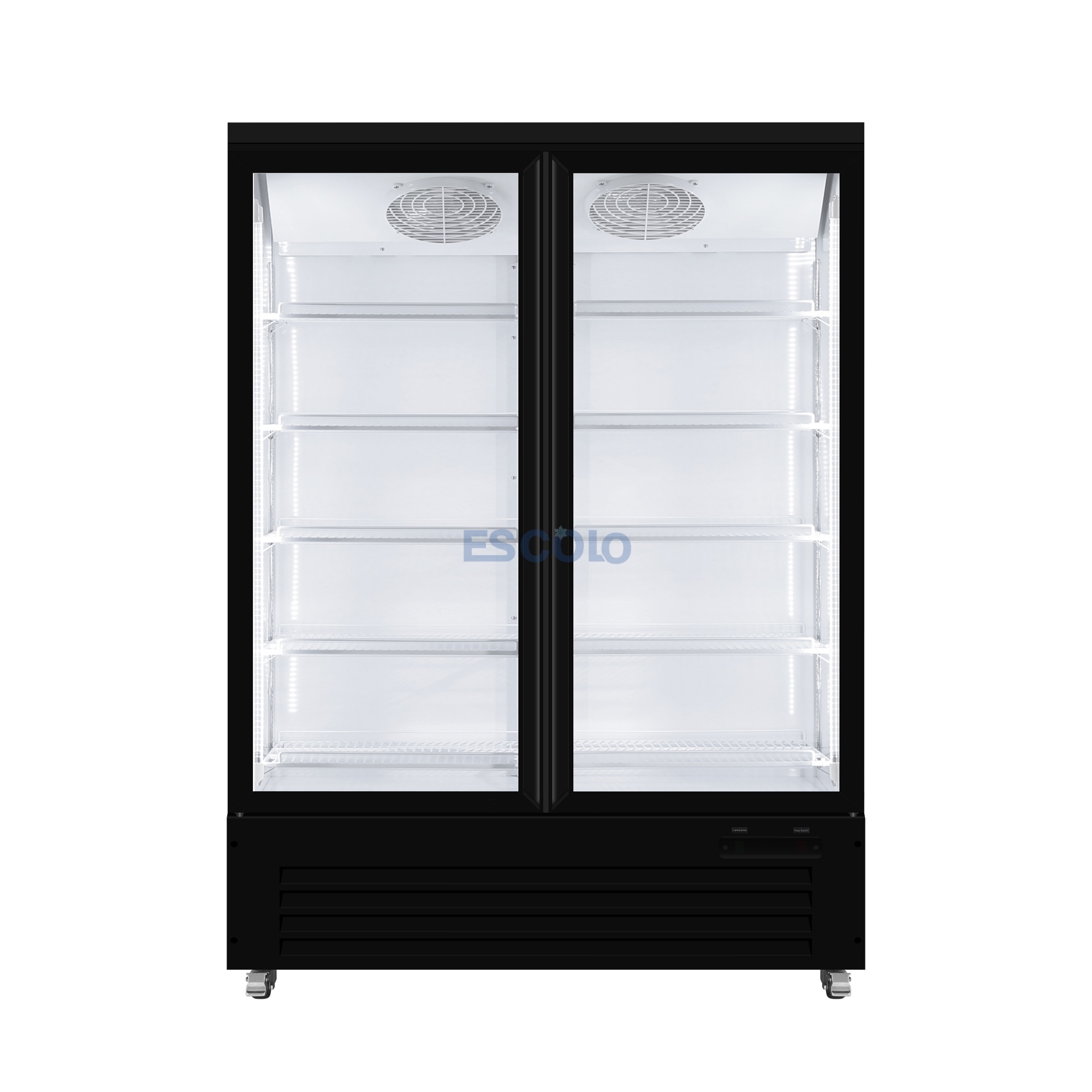 Two Glass Door Display Cooler with Digital Temperature Control | Bottom Compressor Mounted