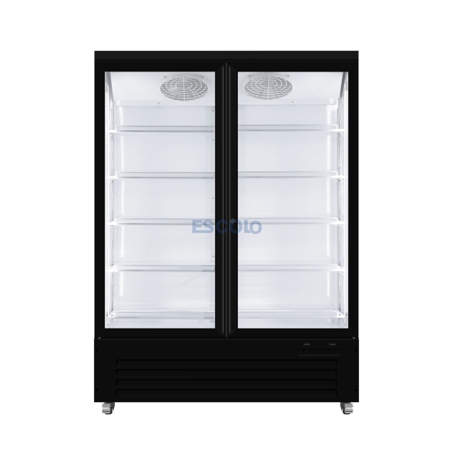 Two Glass Door Display Cooler with Digital Temperature Control | Bottom Compressor Mounted
